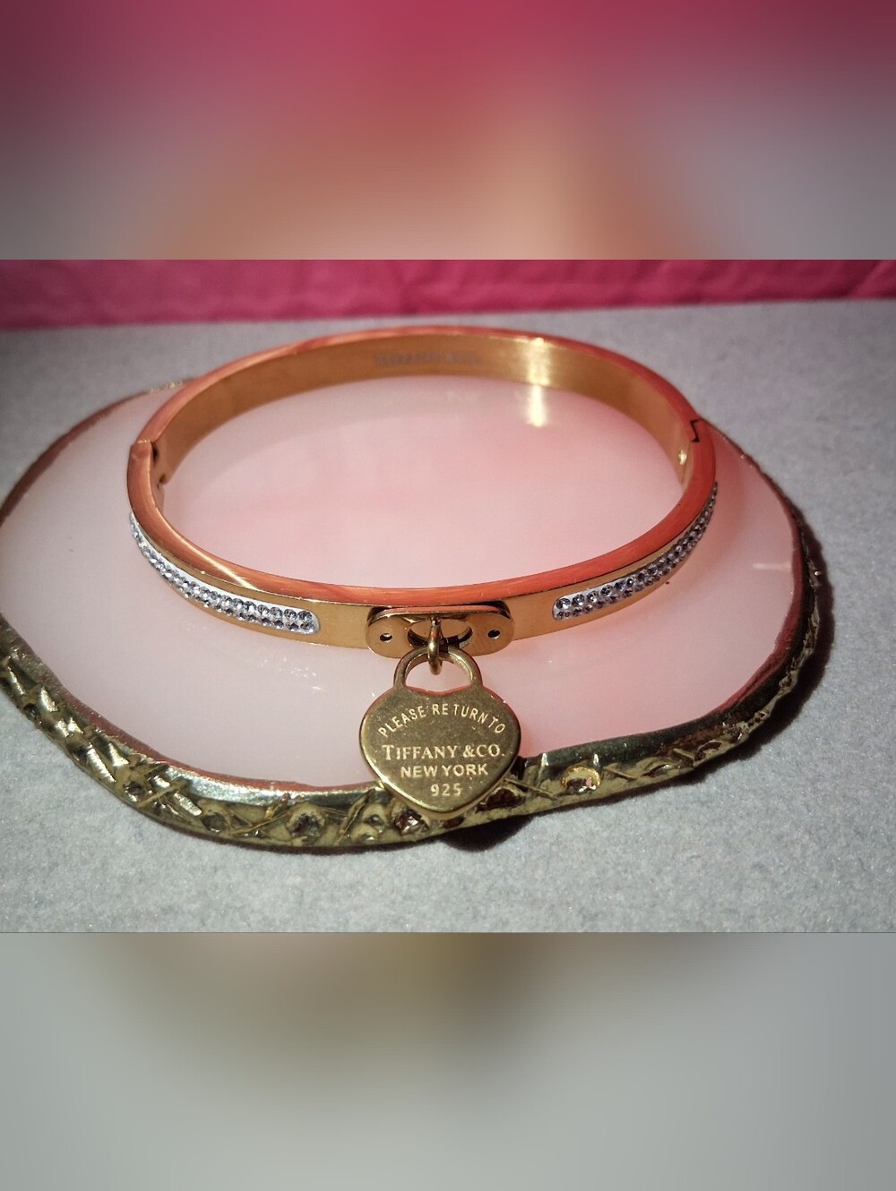 Beautiful Bangle Bracelet With Heart Dangle Charm
